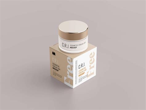 Free Cosmetic Glass Jar With Packaging Box Mockup Psd Good Mockups