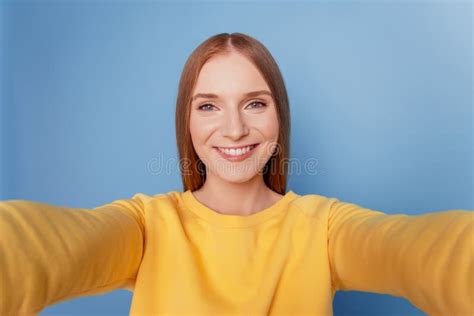 Portrait Of Positive Reliable Cute Girl Direct Fingers Up Copyspace On