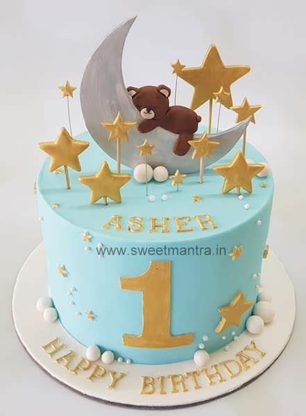 You can even guarantee that rsvp by designing your own boy 1st birthday invitations. Moon and stars theme 1st birthday cake for boy by Sweet ...