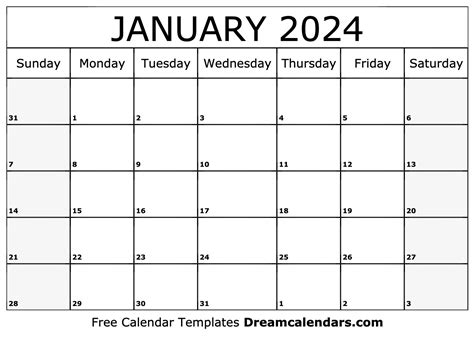 January 2024 Calendar Free Blank Printable With Holidays