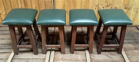 Bar stools clearance set of 4. SET OF 4 SHORT GREEN FAUX LEATHER PUB / BAR STOOLS / WOOD ...