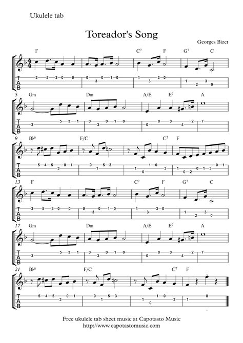 We did not find results for: Toreador's Song | Free easy ukulele tab sheet music