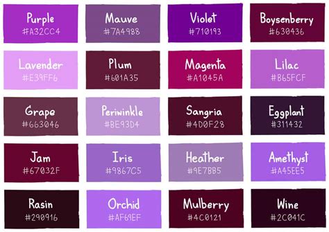Shades Of Purple Names Mr Pantone Purple Color Names Shades Of