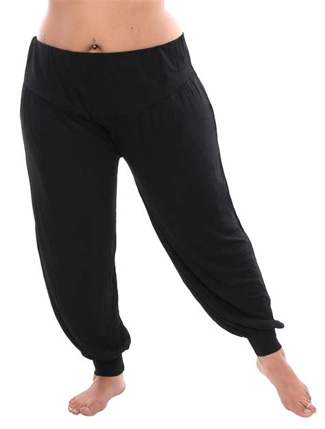 Comfy Stretch Harem Pants In Black