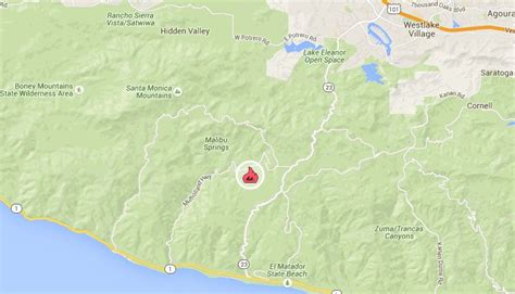 Map Where Is The Malibu Brush Fire Burning Daily News
