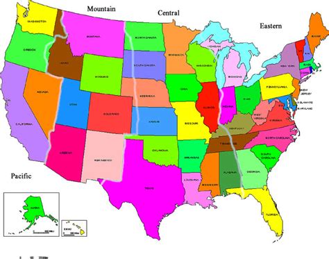 Map Of United States Of America With Time Zones And State Names