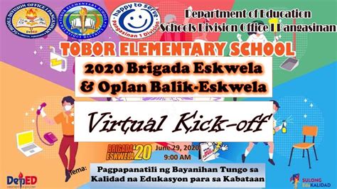 Tobor Es 2020 Brigada Eskwela And Oplan Balik Eskwela Virtual Kick Off