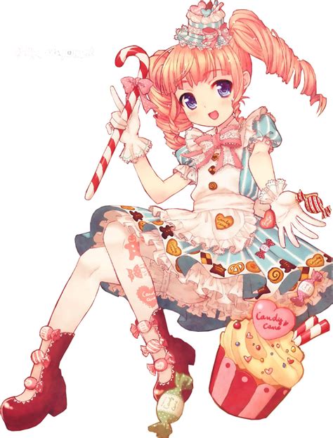 Cute Anime Girl With Candy Render By Cupcakes Renders On Deviantart