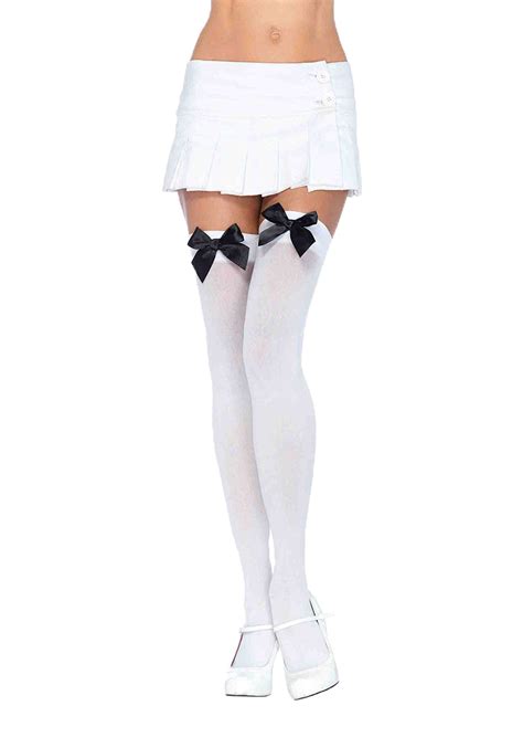 White Stockings With Black Bows For Women