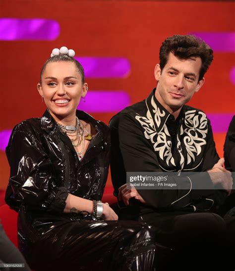 Miley Cyrus And Mark Ronson During The Filming For The Graham Norton
