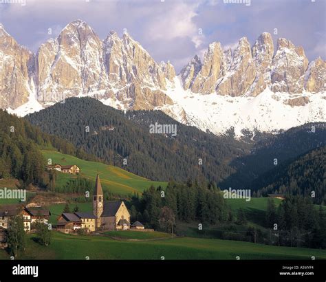 St Magdalena Val Di Funes Villnoss South Tyrol Italy Stock Photo
