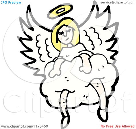 Cartoon Of An Angel In The Clouds Royalty Free Vector