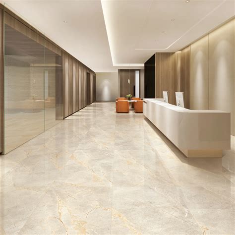 Beige Marble Porcelain Tiles For Flooring With Beautiful Veins