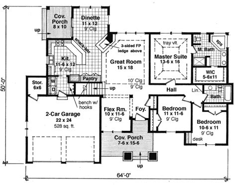 Do i want integrated bathrooms in them? Attractive 3 Bedroom Rambler - 14565RK | Architectural ...