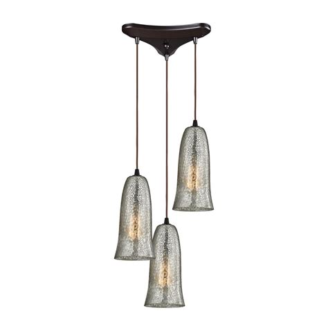 Titan Lighting Hammered Glass 3 Light Pendant In Oil Rubbed Bronze The Home Depot Canada