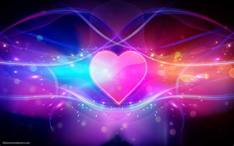 Colorful Abstract Wallpaper With Pink Love Heart Â Blue And Purple