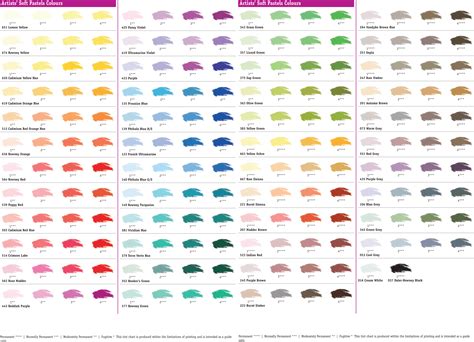 Soft Pastels Colour Chart 6500×4700 Pixels Pastel Colors Soft
