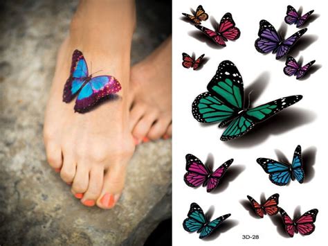 3d colorful butterfly tattoo on hip. Fashion 3D tattoo tattoo paper goldfish Butterfly Tattoo ...
