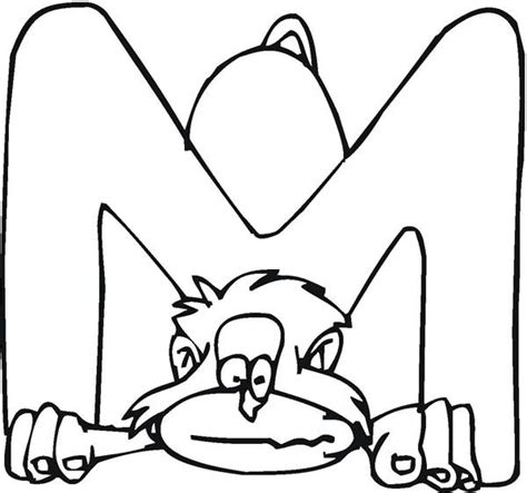 This picture will help your child associate letter 'm' with monkey. Upper Case Letter M for Monkey Coloring Page | Best Place ...