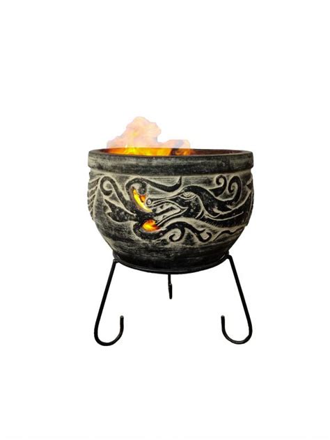 Madrona waterproof 42 inch square fire pit table cover. WYND The Dragon fire pit charcoal colour Celtic theme ...