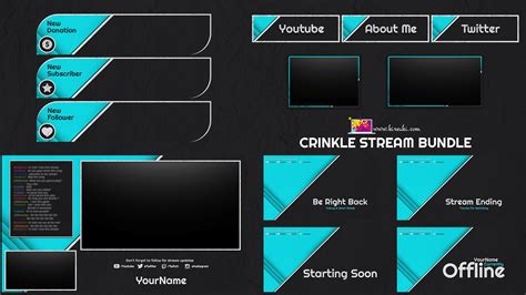 Cyan Crinkle Stream Bundle Gaming Banner Overlays App Design