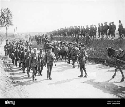 German Prisoners Taken At Ginchy On The Meaulte Fricourt Road Near