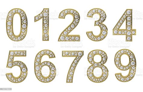 Golden Numbers With White Diamonds Stock Photo - Download Image Now