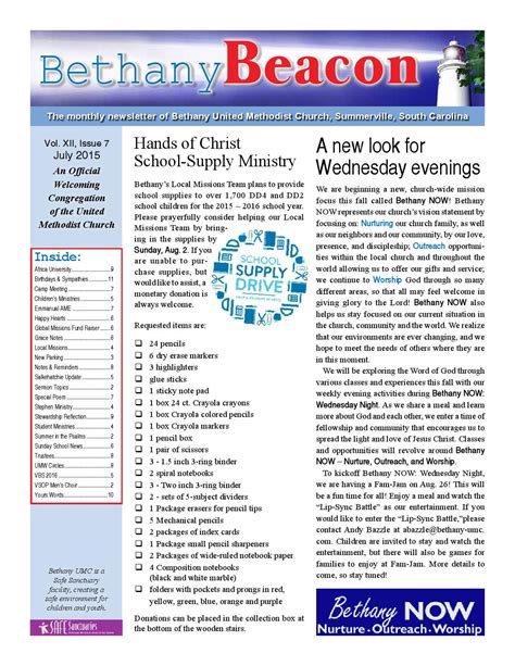 July 2015 By Bethany United Methodist Church Issuu