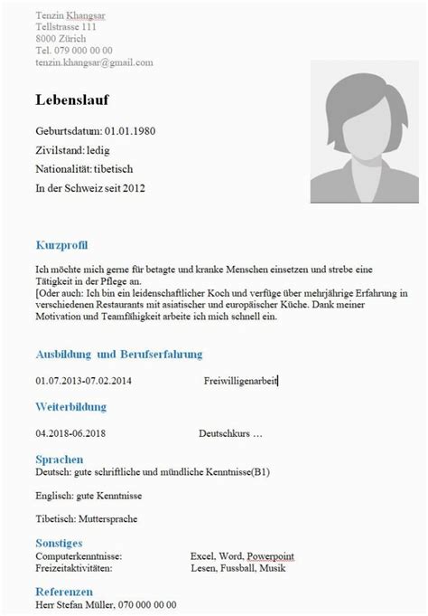Infos zu verfahren und einbürgerungsantrag. Lebenslauf Vorlage Schweiz Yousty Leitfaden Tibetische ...