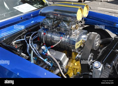 Supercharged Chevy Hot Rod Engine Stock Photo Alamy