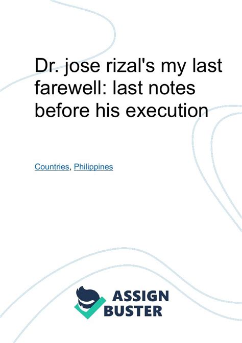 Dr Jose Rizals My Last Farewell Last Notes Before His Execution