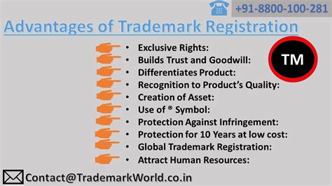 Mentioned Benefit Of Trademark Registration 1 Exclusive Rights 2