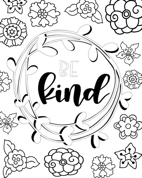 Be Kind Coloring Page At Free Printable