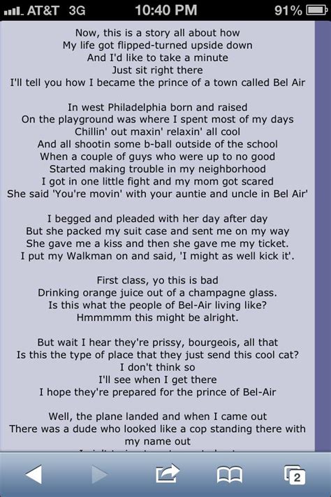 The fresh prince of bel air. Fresh Prince of Bel-Air theme song...I got it down already ...
