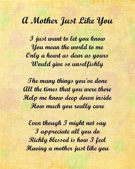 Mother Just Like You Love Poem For Mom 8 X 10 Print Etsy Grandma