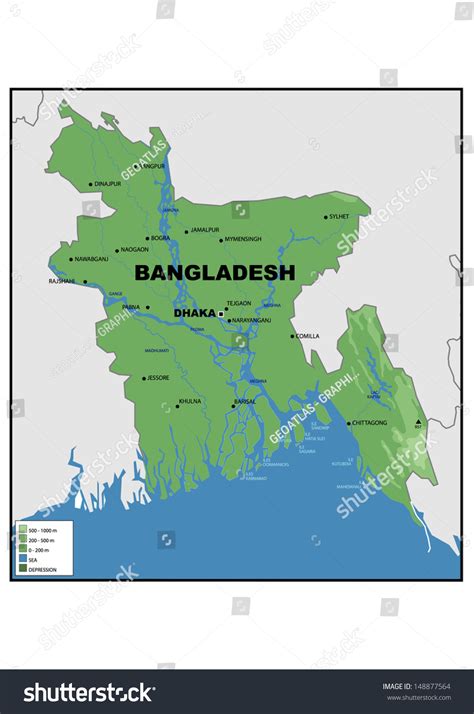Physical Map Bangladesh 스톡 일러스트 Shutterstock
