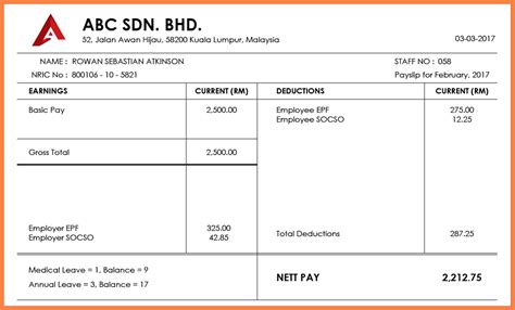 Malaysia Payslip Template Free Download Excel Templates Salary Slip Images