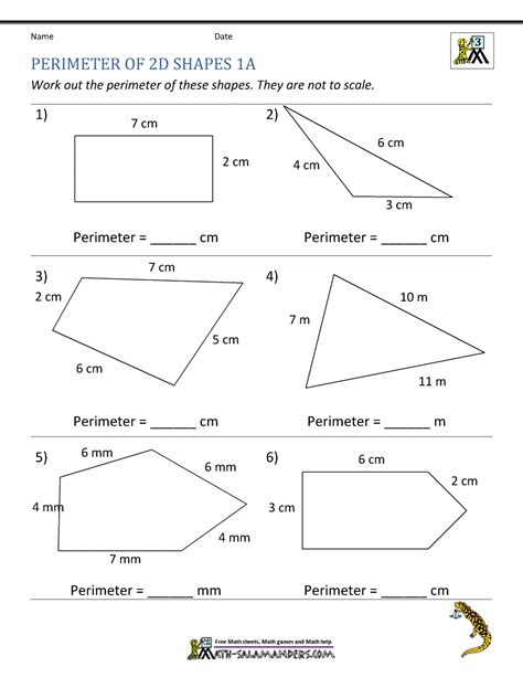 Perimeter Of Different Shapes Worksheet