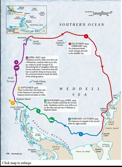 Map Of Shackleton And The Endurances Journey To Antarctica