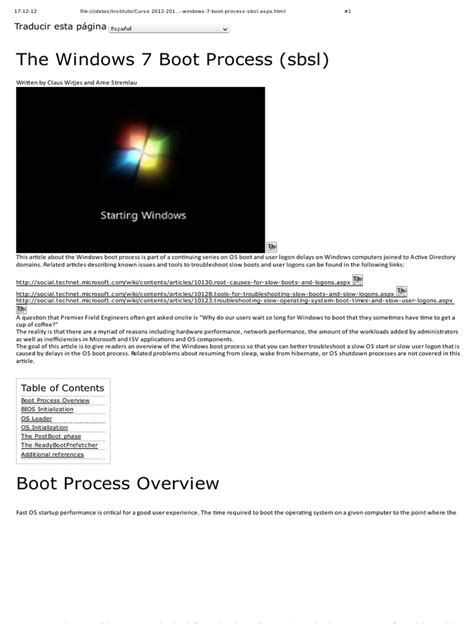 The Windows 7 Boot Process Sbsl Booting Bios