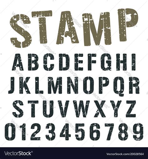 Alphabet Font Stamp Army Design Royalty Free Vector Image
