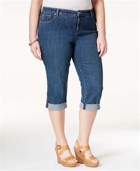 Style And Co Plus Size Tummy Control Capri Jeans In Blue Lyst