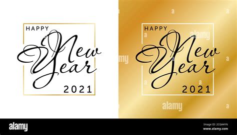 Vector Illustration Of Happy New Year Gold And Black Collors Place For