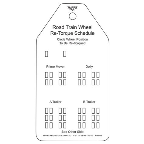 Road Train Wheel Re Torque Tags Packs Of 100 Tuffa Products