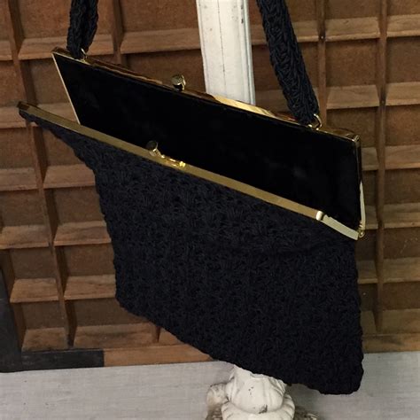 Adg Fashion Imports Vintage Purse Black Crochet Handbag Boho
