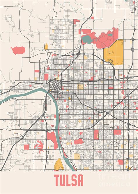 Tulsa United States Chalk City Map Digital Art By Tien Stencil Fine