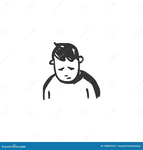 Sorrow Feeling Icon Outline Sketch Drawing Stock Vector Illustration