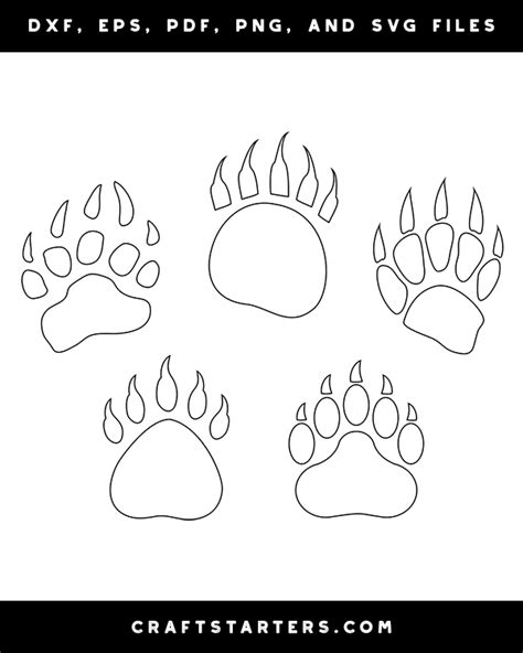 Bear Paw Print Outline Patterns Dfx Eps Pdf Png And Svg Cut Files