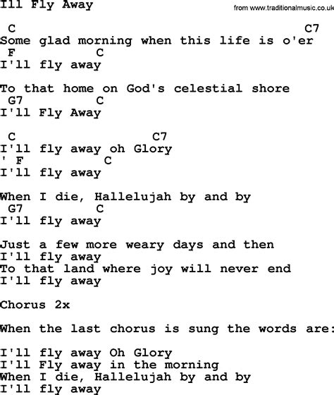 Johnny Cash Song Ill Fly Away Lyrics And Chords
