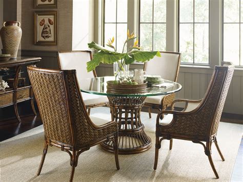 The matched mahogany top is wrapped with a. Tommy Bahama Bali Hai 593-875 Latitude 48'' Round Dining ...